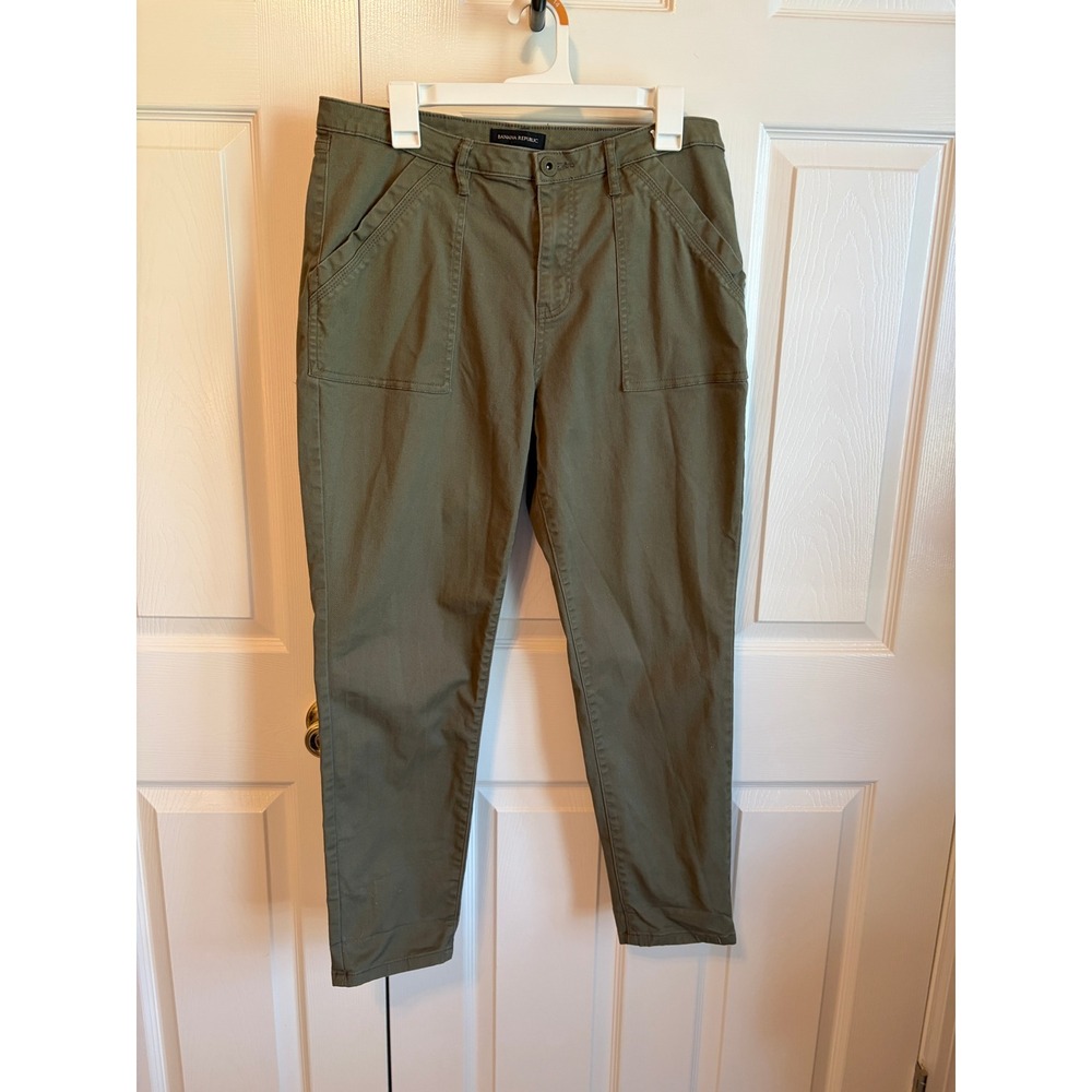 Banana Republic Womens Olive Green Utility Patch Pocket Tapered Ankle Pants 12